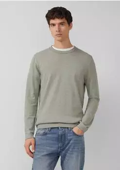 s.Oliver Strick-Pullover mit Crew Neck olive weiß 2172260.79G1.