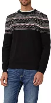 s.Oliver Baumwollpullover mit Norwegermuster schwarz 2178346.99X0.