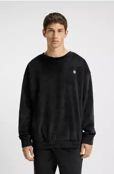 HUGO Sweatshirt aus geripptem Samt mit Stack-Logo Style VELVET sweatshirt 50549837 Schwarz