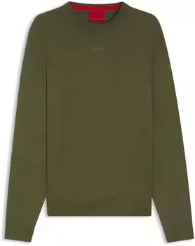 HUGO Slim-Fit Pullover aus Baumwolle mit Logo-Detail Style San Cassius-C2 50553588 Olive