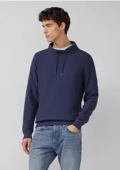 s.Oliver Leichter Pullover mit Snood-Kragen und Logo-Detail blau 2172261.5826.