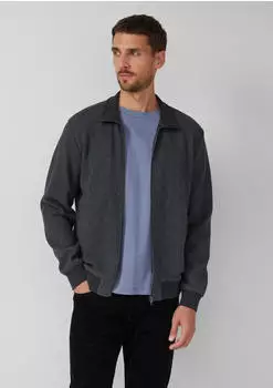 s.Oliver Strukturierte Sweatshirtjacke mit Stehkragen grau 2172541.9898.