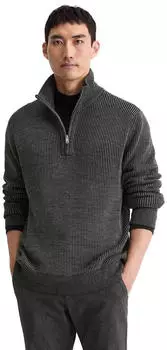 Marc O'Polo Troyer regular aus Baumwoll-Schurwoll-Mix (M29507960118) dark grey