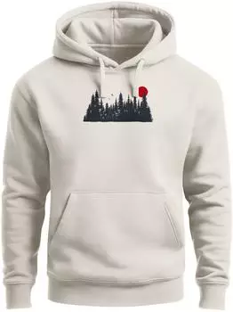 Neverless Red Sun Forest Kapuzensweatshirt mit Waldmotiv (359788) nude