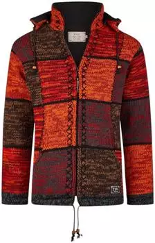 THC Natural Line Wollstrickjacke 815 mit Kapuze kariert mischfarben