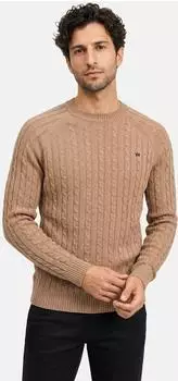 Kronstadt KSFlynn Cabel Strickpullover mit Rundhals aus Wollmischung braun