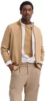 Bugatti Modern Fit Cardigan mit V-Ausschnitt aus Baumwolle-Kaschmir (7600-85520D) beige