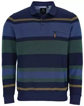 Hajo Sweatshirt in Zweitonringel Allover - Stay Fresh Qualität marine