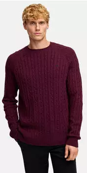 Kronstadt KSFlynn Cabel Strickpullover mit Rundhals-Ausschnitt aus Wollmischung bordeaux