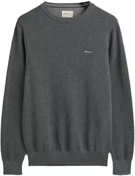 GANT Rundhalspullover aus Baumwoll-Piqu&eacute; (7325707091766) grau