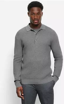 OLYMP Langarm Polo Strick (30367501) grau