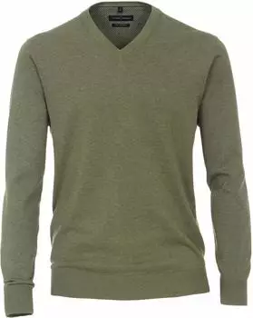 CASAMODA Pima-Baumwolle V-Ausschnitt Strickpullover (4430) olivgrün