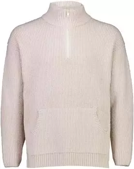 Lindbergh Strickpullover mit Zipper-Kragen und Strick-Struktur stone