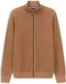 Bugatti Basic Essential Strickjacke mit Reißverschluss taupe