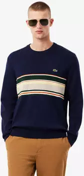 Lacoste French Made Baumwolle und Wolle Mischung Pullover (AH5944-9IL) navy blue/sinople/flour