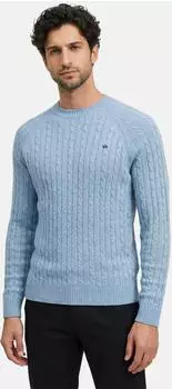 Kronstadt KSFlynn Cabel Strickpullover mit Rundhals aus Wollmischung blue shadow mix