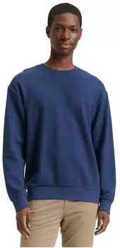 Tom Tailor Denim Sweatshirt mit Logobestickung und Rippbündchen (21677647) blau