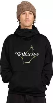 Volcom Hydro Fleece Riding Hoodie wasserabweisendes Sweatshirt mit Sturmkapuze & Daumenlöchern schwarz