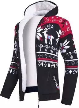 Nebulus NORMAX Jacke mit Kapuze im Norweger-Style schwarz-rot