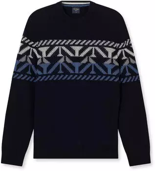 OLYMP Strickpullover Jaquard gemustert regular fit marine