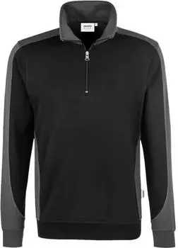 Hakro Contrast MIKRALINAR® Zip-Sweatshirt 476 schwarz/anthrazit