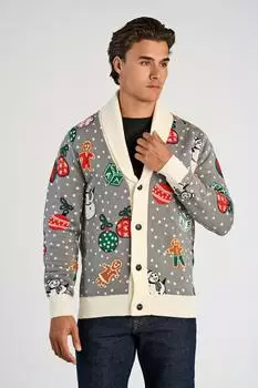 Lindbergh Weihnachtspullover mit Intarsien Muster grau/grün/rot/weiß