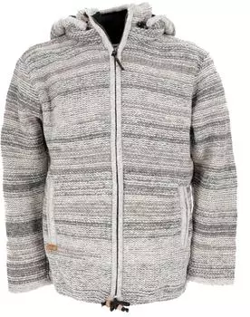 Guru-Shop Gefütterte Strickjacke Nepal (39577) grau