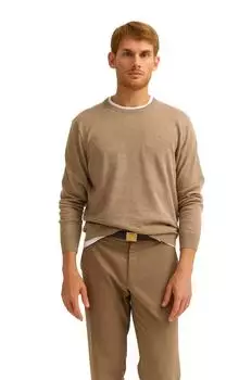 Bugatti Pullover Rundhals-Ausschnitt Unifarben (85510D) dunkelbeige