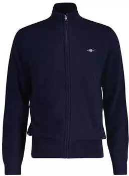 GANT Extrafine Lambswool Zip Cardigan Slim Fit blau