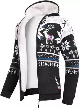 Nebulus NORMAX Jacke mit Kapuze im Norweger-Style schwarz-offwhite