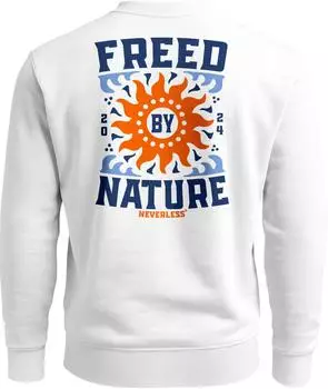 Neverless Freed by Nature Sweatshirt mit Sonnenmotiv Backprint weiß