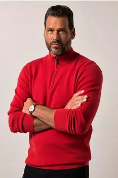 JP 1880 Strickpullover mit Troyer-Zippkragen rot