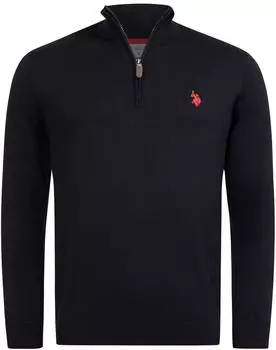 U.S. Polo Assn. Classic Fit Half-Zip Pullover mit Stehkragen P010 schwarz-rot
