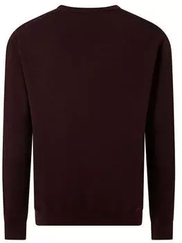Pierre Cardin Pullover Rundhals Fischgrätmuster Regular Fit weinrot