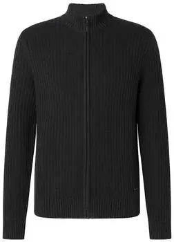 Joop! Hajoros Strickjacke Slim Fit Grobstrick Zipjacke schwarz