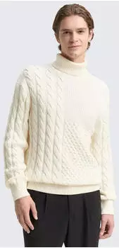 Tom Tailor Denim Baumwoll-Rollkragenpullover (1049460) wollweiß