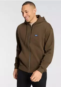 HUGO Nadarasi Kapuzensweatjacke mit Logo-Badge (91999219) dunkelbraun 208