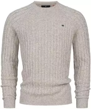 Kronstadt KSFlynn Cabel Strickpullover mit Rundhalsausschnitt aus Wollmischung stone mix