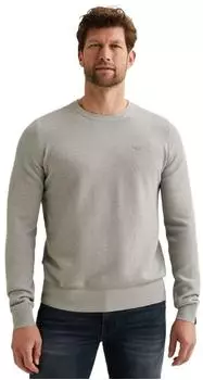 PME Legend Regular Fit Strukturiert Rundhalspullover mit Logo Stickerei (89472354) light grey melee