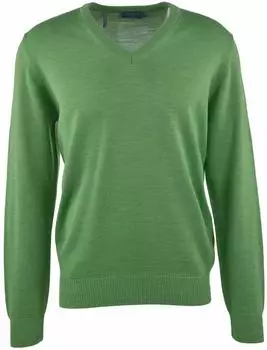 Maerz Classic Fit V-Ausschnitt Pullover aus Merinowolle oliv