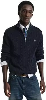 GANT Baumwolle Zopfstrick Pullover mit Reißverschluss (8050603) marine