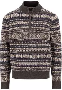 Fynch-Hatton Pullover aus Reiner Wolle mit Norwegermuster (1510365) dark chocolate