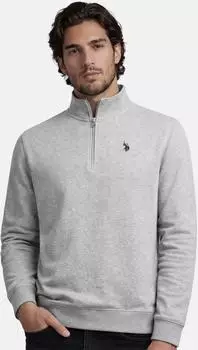 U.S. Polo Assn. Classic Fit Half-Zip Sweater mit Stehkragen P010 grau-melange-navy