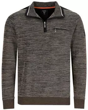Hajo Sweatshirt mit Reißverschluss Iron-free Stay Fresh nougatmelange