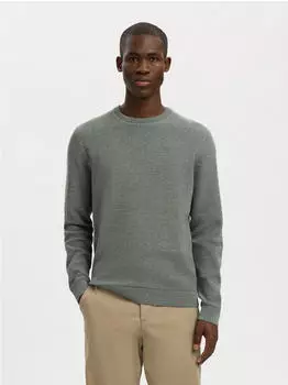 Selected SLHROSS LS KNIT STRUCTURE CREW NECK NOOS (SEM5076012000003) balsam grün/aqua grau