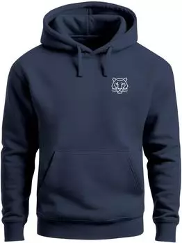 Neverless Minimal Tiger Hoodie mit Tigerkopf navy