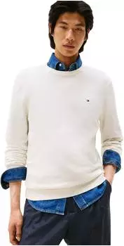 Tommy Hilfiger Flag Embroidery Crew Neck Jumper (MW0MW39999) ivory petal