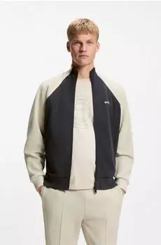 Hugo Boss Sweatshirt aus Baumwoll-Mix mit kontrastfarbenen Paspeln Style SW_Join Skaz 50553566 Weiß / Dunkelblau