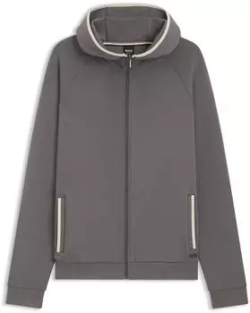 Hugo Boss Cotton-blend zip-up hoodie with contrast binding Style Sense Hooded Jacket 50557206 Dunkelgrau
