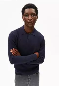armedangels KNIT LONGSLEEVE POLOSHIRT Pullover aus Bio-Baumwolle blau ( )